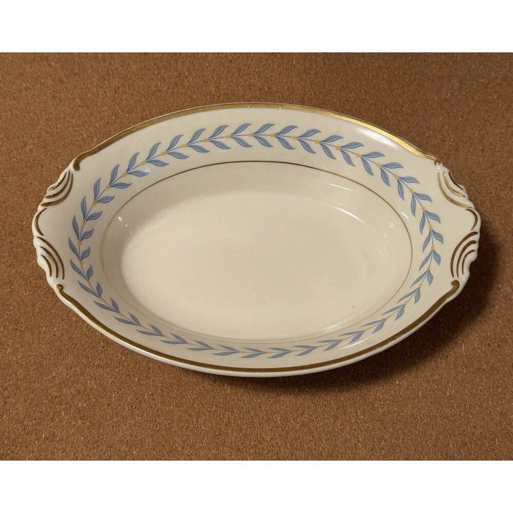 Syracuse China 910 Laurel Oval Platter Blue/White Glossy China, Printed Mark